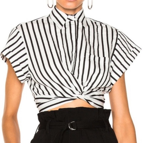 Alexander Wang Tops - Alexander Wang Front Knot Striped Shirt